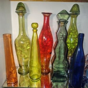 Genie bottles, decanters, multi pc lot